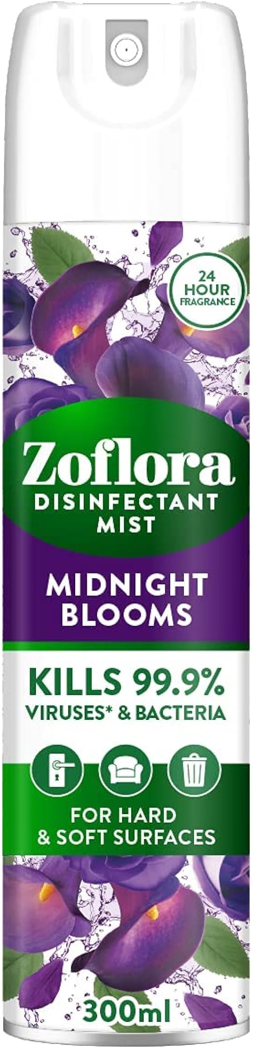 Zoflora Midnight Blooms 300ml Disinfectant Aerosol Mist Spray, Anti
