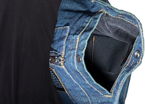 Miniatura 8 de Chaleco de mezclilla para hombre con ribete de cuero, 2 bolsillos para pistola