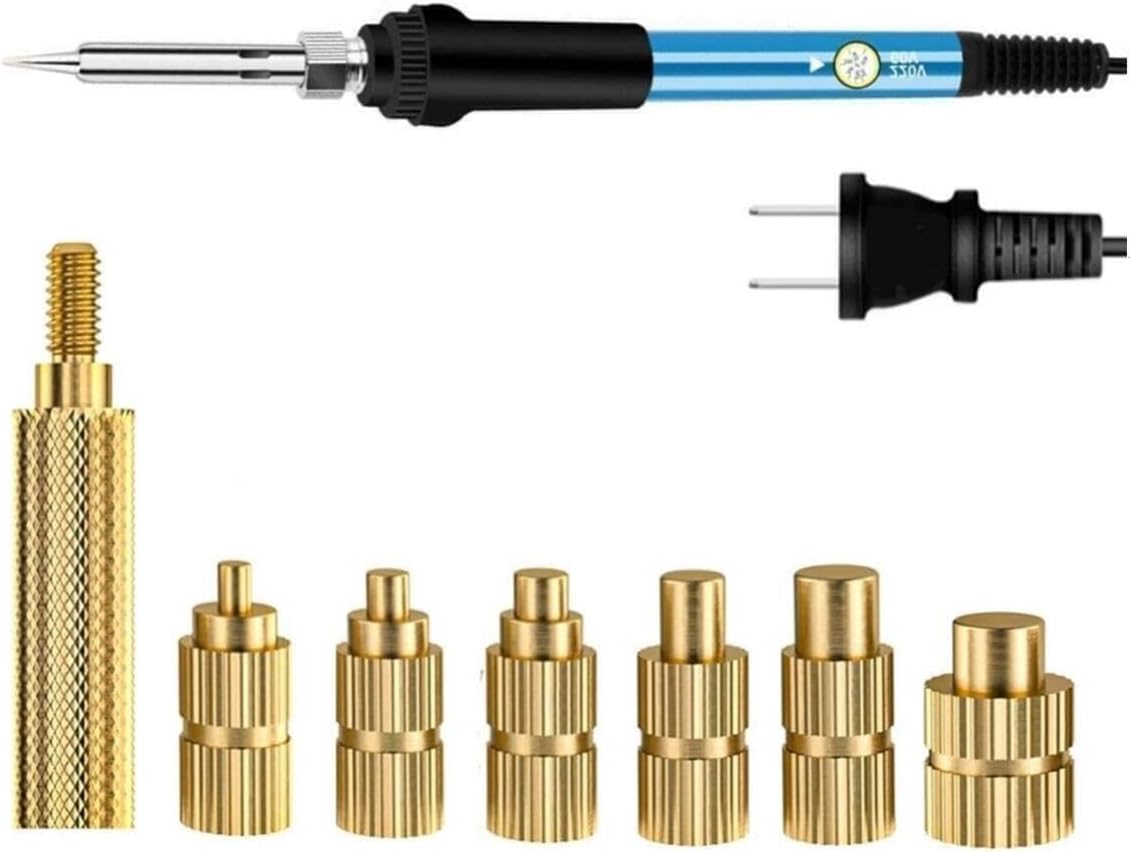 Heat Set Insert Soldering Iron Tip Head M2 M2.5 M3 M4 M5 M6 Hot Melt Insets Nut Brass Embedded Insertion Kit for Plastic(US JP 110V Tips)