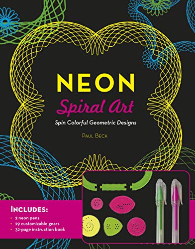 Neon Spiral Art: Spin Colorful Geometric Designs - Includes: 2 neon pens, 29 customizable gears, 32-page instruction book
