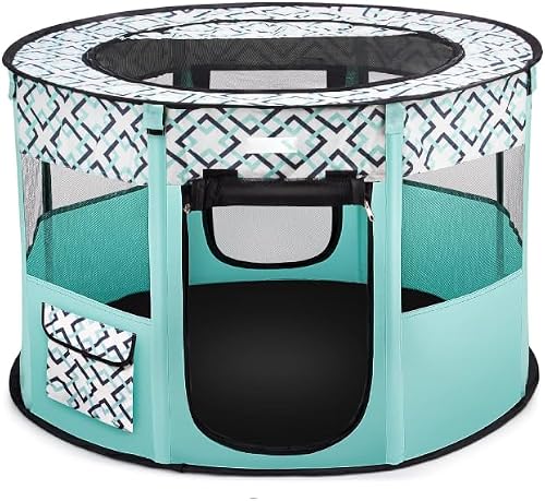 Foldable Pet Playpen Pop-Up Kennel Tent, 90x55cm, 600D Oxford Mesh, Panoramic Skylight, for Cats, Dogs and Small Animals