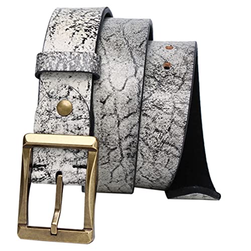 Ceinture en cuir de vachette sculpté pour homme et femme avec une boucle ardillon dorée
