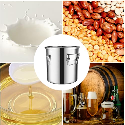 Boîte de conservation hermétique en acier inoxydable de 21 L pour grains de riz et lait, conteneur portable durable avec couvercle sécurisé pour la fraîcheur