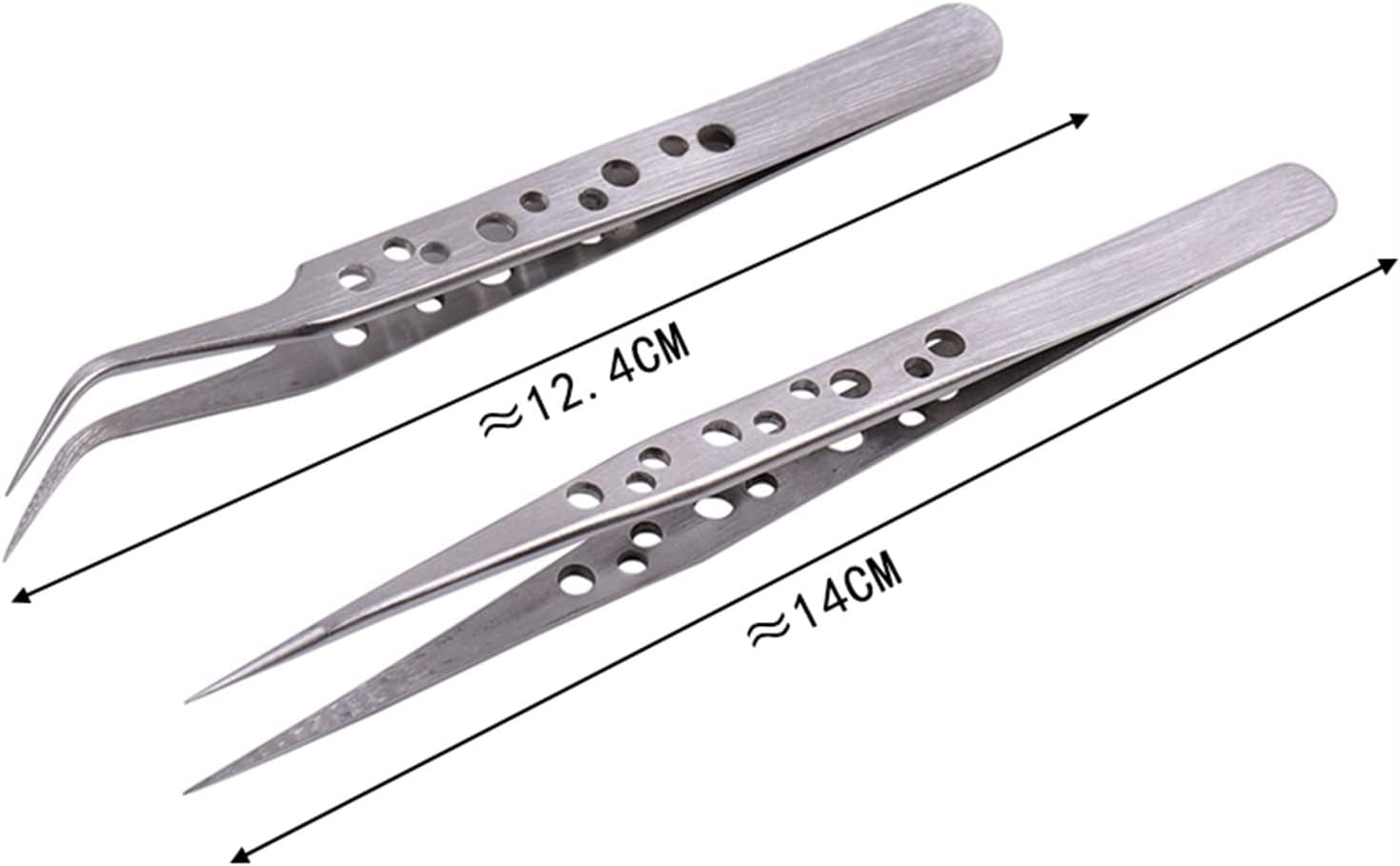 INLIMA Tweezers Electronic industrial tweezers Bending straight pointed precision stainless steel tweezers Hand tool kit for mobile phone maintenance (Color : Silver01)