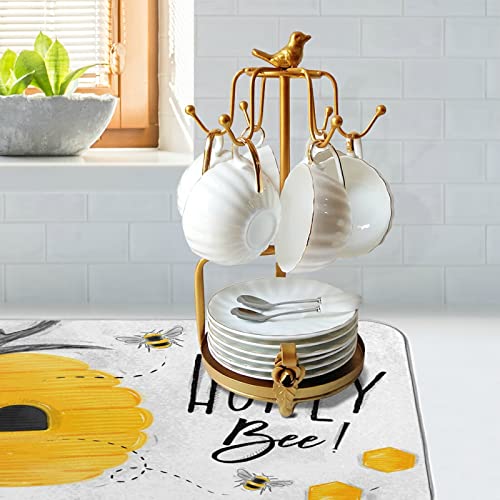 Vvfelixl G60258345P523C558S1113 Dish Drying Mat Painting Honeycomb Bee Dish Mat Microfiber Drying Mat thumb #4