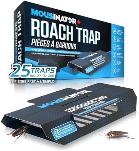 MOUSINATOR Cockroach Traps, 25-Pack, Larger and Multi-Entry Design with Extra-Strong Adhesive, Sticky Glue Cockroach Trap for Indoor Use, Family-Safe, Easy and Ready-to-Use