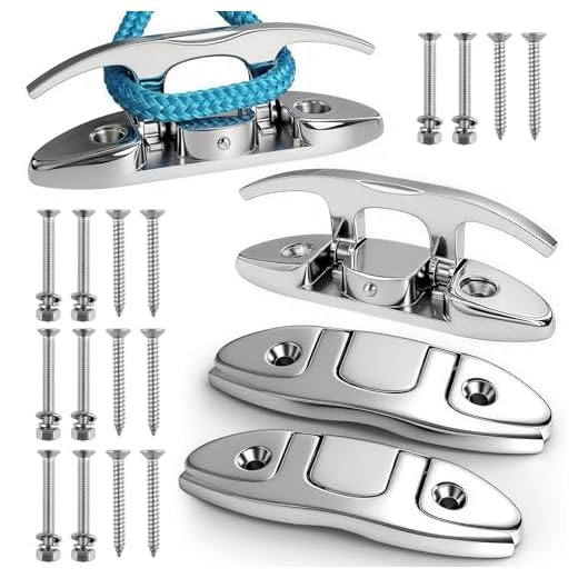 VEITHI 316 Stainless Steel Boat Folding Cleats Boat Cleat 6 inch, Flip up Dock Cleat for Deck and Boat, Folding Dock Cleat with Fasteners (4 Pack)