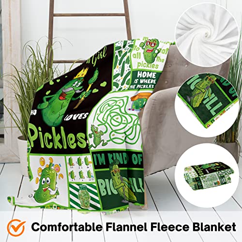 Domgoge Just a Girl Who Loves Pickles Blanket Funny Throw Blankets Gifts for Girls Lightweight Plush Flannel Fleece Couch Sofa All Season - Image 3