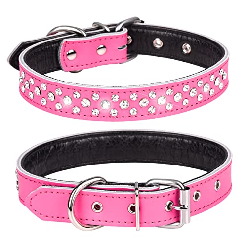 Rhinestone Dog Collar Adjustable Cute Dazzling Sparkling Soft Leather Dog Collar Crystal Diamond Pet Dog Puppy Collar l Hot Pink  Cucciolini Doodles Rhinestone dog collar adjustable cute dazzling sparkling soft leather dog collar crystal diamond pet dog puppy collar l hot pink   cucciolini doodles