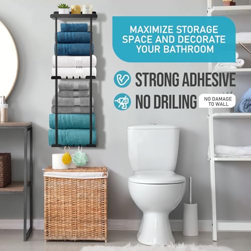 image for Hommtina Wall-Mounted Towel Rack & Holder - Rust-Resistant Bathroom Or