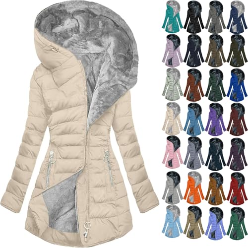 Long Winter Coats for Women Waterproof Fleece Lined Thicken Puffer Jacket Sherpa Warm Parka Outwear With Fur Hood