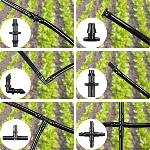 295 Pcs Drip Irrigation Fittings Kit For 1/4" Tubing - 110 Straight Barbs,35 Single Barbs,75 Tees,20 Elbows,30 End Plug,25 4-Way Coupling - Barbed Connectors Fittings For Sprinkler Systems #TOP4