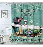 Famiffty Dog Shower Curtain,Funny Shower Curtains 72Wx72L Inch Dachshund Shower Curtain Bath Soap...
