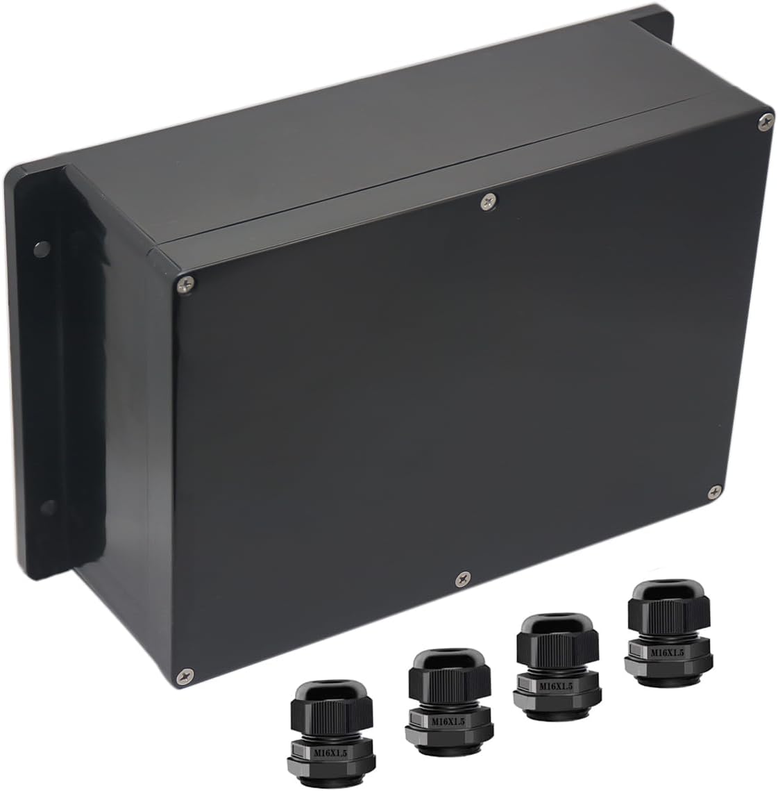 Junction Box IP65 Waterproof ABS Plastic Electrical Project Case Power Junction Boxes, Project Box with Fixed Ear Black 10.35x7.17x3.74 inch (263 x 182 x95 mm)