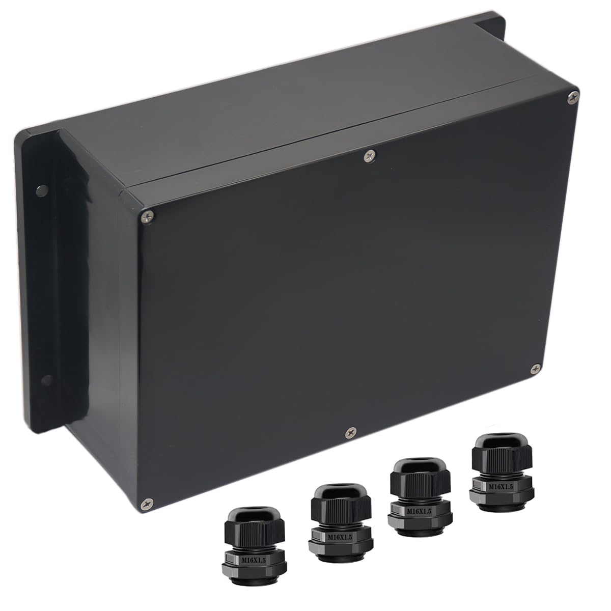 Junction Box IP65 Waterproof ABS Plastic Electrical Project Case Power Junction Boxes, Project Box with Fixed Ear Black 10.35x7.17x3.74 inch (263 x 182 x95 mm)