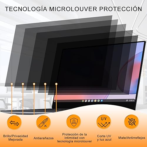 Filtro de privacidad para portátil 13.3 16:9 antirreflejo protector luz azul extraíble 3