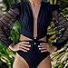 asntrgd Swimsuit Womens V Neck One Piece Lap Swimming Swimwear Sports Bodysuit Crochet Long Sleeve Athletic Bathing Suits