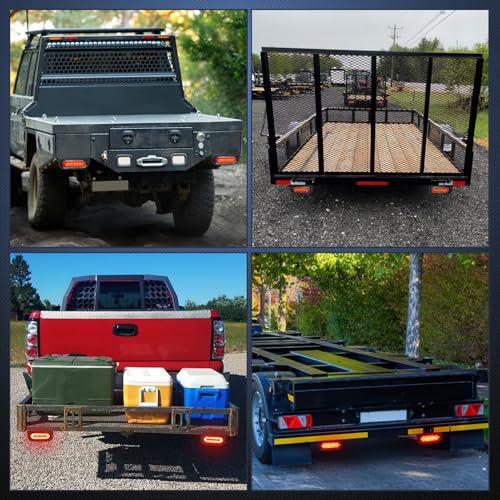 Image of Nilight 6 Inch Oval Trailer Tail Light 2 PCS Red Brake Stop Amber Left Right Turn Signals Lights with Flush Mount Grommets Plugs Mounting Brackets for RV Truck Luggage Rack