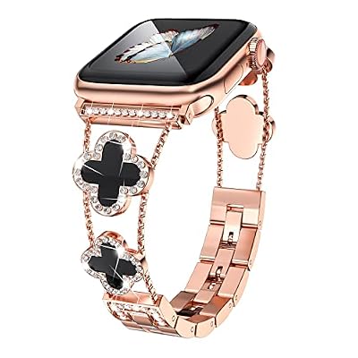 Rose Gold Cute Luxury Metal Diamond Slim Glitter Apple Watch Band 38mm 40mm 42mm 44mm iwatch se Series 6543,Apple Watch Series 7 45mm Band for Women Bling,Apple Watch se Series 3 38mm Band Womens