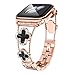 Rose Gold Cute Luxury Metal Diamond Slim Glitter Apple Watch Band 38mm 40mm 42mm 44mm iwatch se Series 6/5/4/3,Apple Watch Series 7 45mm Band for Women Bling,Apple Watch se Series 3 38mm Band Womens (MU-8001-RG-BK, 38mm/40mm/41mm)