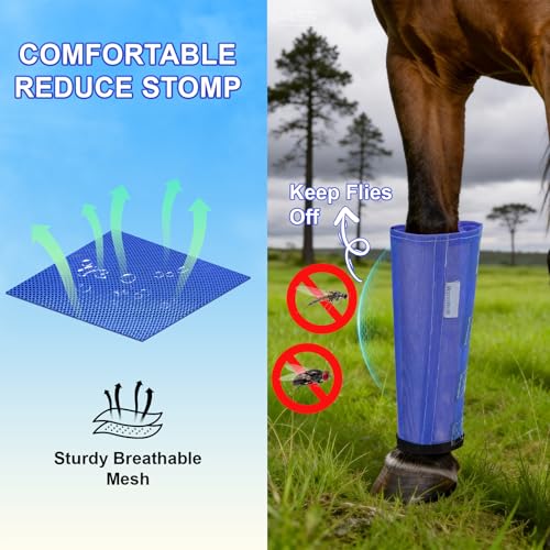 image for WARMWOW Fly Boots for Horses Set of 4, Loose Fitting Mesh Horse Fly Bo