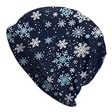 Baggy Slouchy Beanie Chemo Hat Cancer Headwear Sombreros de punto Bufanda Nightcap para mujeres y hombres, Feliz Navidad copo de nieve, talla única