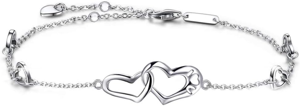 Womens Sterling Silver Infinity Anklet 18K White Gold Plated Adjustable Large Bracelet Gift for Women Girls