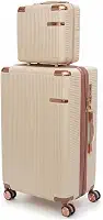 Mala de Bordo 10kg Premium Luxo Expansível com Frasqueira Kit Viagem Aprovada ANAC Bagagem de Mão ABS Rígido Bege Nude Off White 4 Rodas 360° Cadeado TSA AntiFurto Leve e Resistente