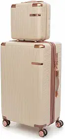 Mala de Bordo 10kg Premium Luxo Expansível com Frasqueira Kit Viagem Aprovada ANAC Bagagem de Mão ABS Rígido Bege Nude Off White 4 Rodas 360° Cadeado TSA AntiFurto Leve e Resistente