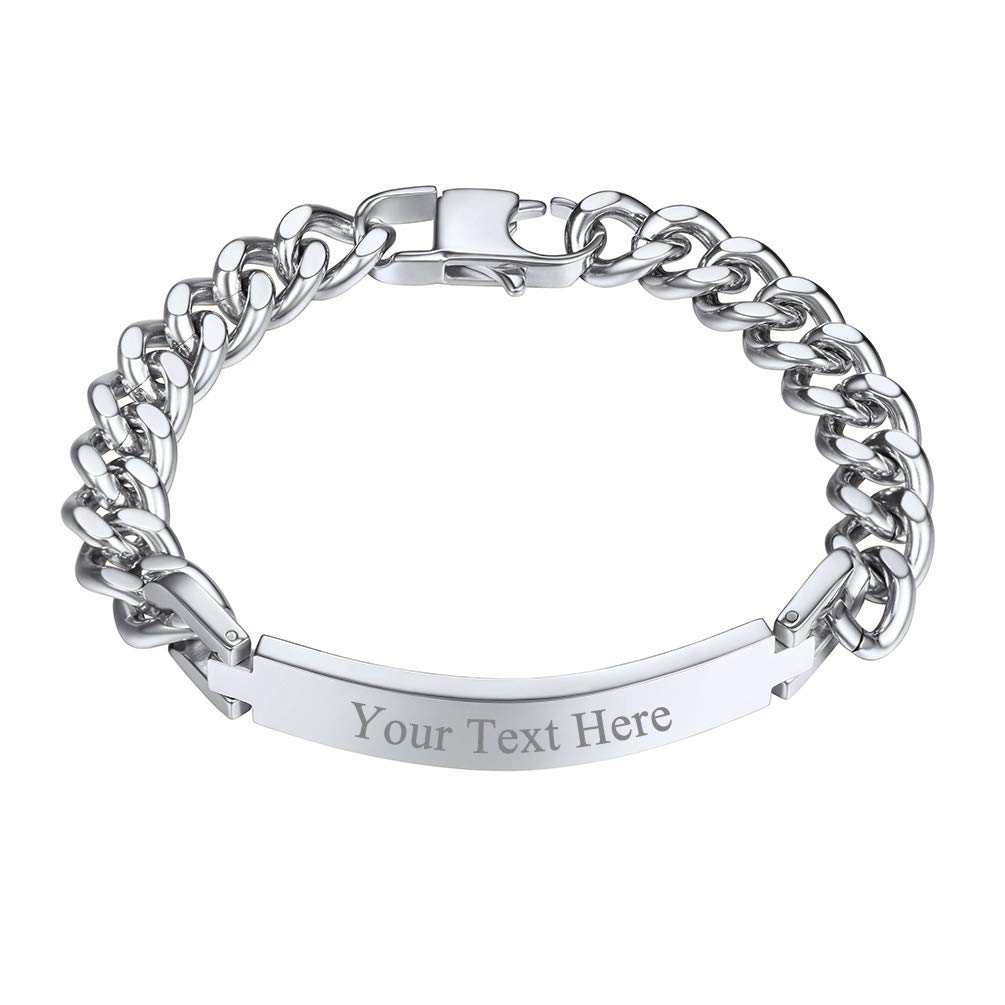PROSTEEL Custom Bracelets for Men Women, Name Date Initial Quote Engraved Personalized Bracelet, Stainless Steel ID Bracelets, 7.5"/8.3"/9", Come with