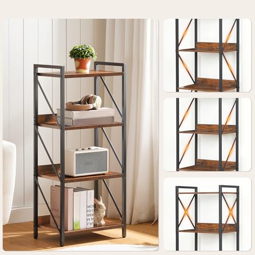 HOOBRO Bücherregal, Standregal, Leiterregal, Freistehendes Schmales Regal, Büroregal 4 Ebenen, Offene Ablagen, für Wohnzimmer… – Ansicht 4