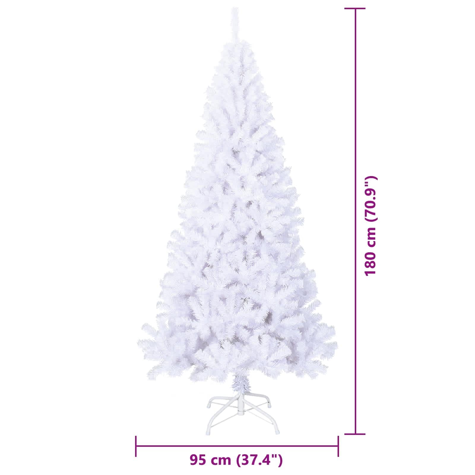 Sztuczna choinka biała, 180 cm, z PCW i stali, z 930 końcówkami, 300 diod LED, 8 trybów świecenia, zasilanie USB, do salonu, na balkon