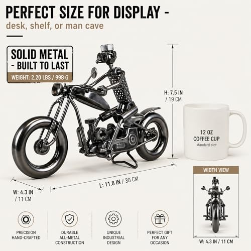 Escultura Metálica Artesanal Motocicleta Chopper 11 Pulgadas miniatura 2