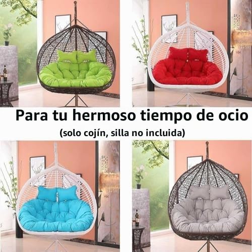 Cojín para silla columpio de mimbre doble y grueso lavable 6