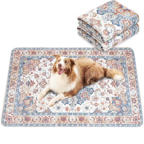 ULIGOTA洗える ペットシーツ 犬 猫用 洗えるペットマット おしっこマット ペットマット エスニック柄 下敷きマット 洗える 速乾 繰り返し使える（122×81cm 2枚セット ベージュ）