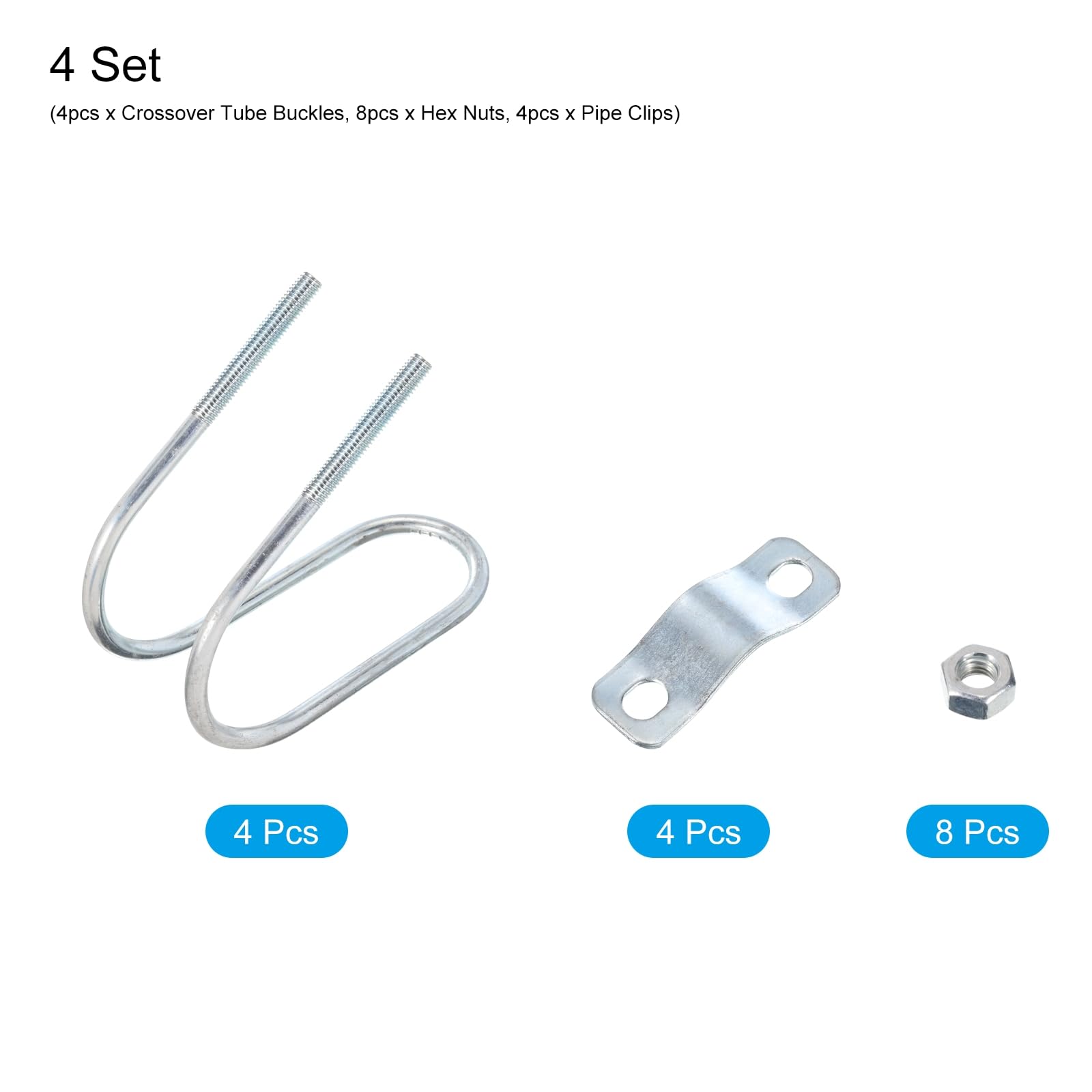 uxcell Clip per tubi verticali con connettore incrociato, 4 pezzi, per tubi da 42 mm a 60 mm, in acciaio, per telai di tende da serra