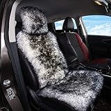 OGLAND Sheepskin Fur Car Seat Covers, Universal Size Australian Long Wool Car Seat Cushion for Adult