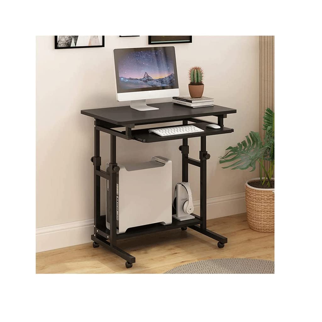 MYUYEE Overbed Table Height Adjustable Overbed Table Rolling Standing Desk Rolling Computer Cart Workstation With Keyboard Tray On Wheels For Home,G (D)