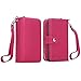 iPhone 6 Plus Wallet Case - Egrace Apple iPhone 6 Plus (5.5") Purse Case Premium Wallet PU Leather Zipper Case with Stand Flip Cover for Apple iPhone 6 Plus (5.5) (2014) (Hot Pink)