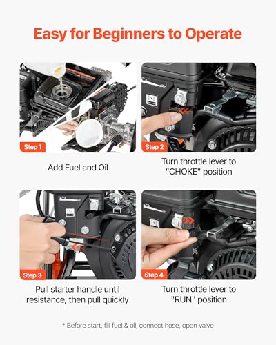 Image of VEVOR Gas Pressure Washer 2900 PSI and 1.85 Max GPM, Upgrade Aluminum Pump with Spray Gun and Wand, 4 Nozzle Set, Low Profile Power Washer for Cars, Fences, Driveways, Homes, Patios, Furniture