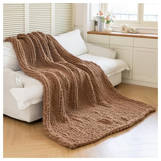 Larexius Chunky Knit Blanket - Luxury Soft Cozy 50 * 60 Throw Blanket,100% Woven Blanket Rope Knot Throw Blanket for Couch, Sofa, Home Decor, Gift - Machine Washable (Brown, 50 * 60)