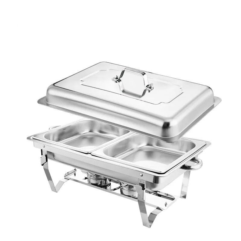 scaldavivande Set scaldavivande for Buffet Scaldavivande di Lusso in Acciaio Inossidabile Dorato for Feste Buffet for Ristorante di Nozze di Hotel Cucina(Double Grid)