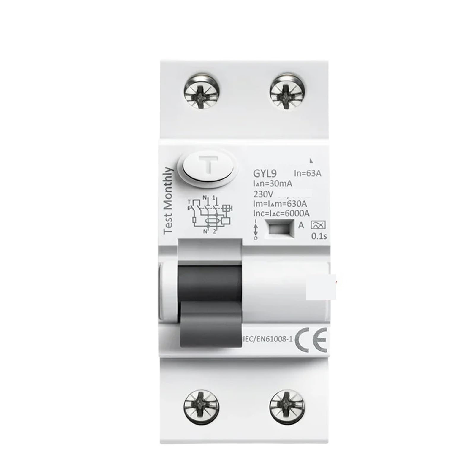A Type Residual Current Circuit Breaker AC 2 Pole 40A 63A 30mA 100mA 300mA(2P 63A,300mA)