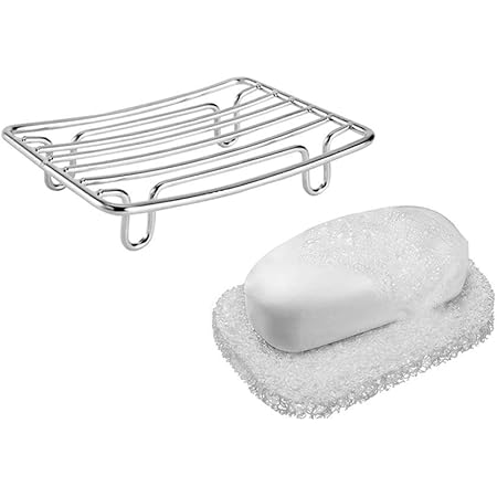 Guukar 2ピース ホーム バスルーム ステンレススチール 石鹸 ケース ホルダー シンク バスタブ シャワー ディッシュ ホワイト ポーラス デザイン ソープセーバー BPA なし リサイクル可能な ソープリフト