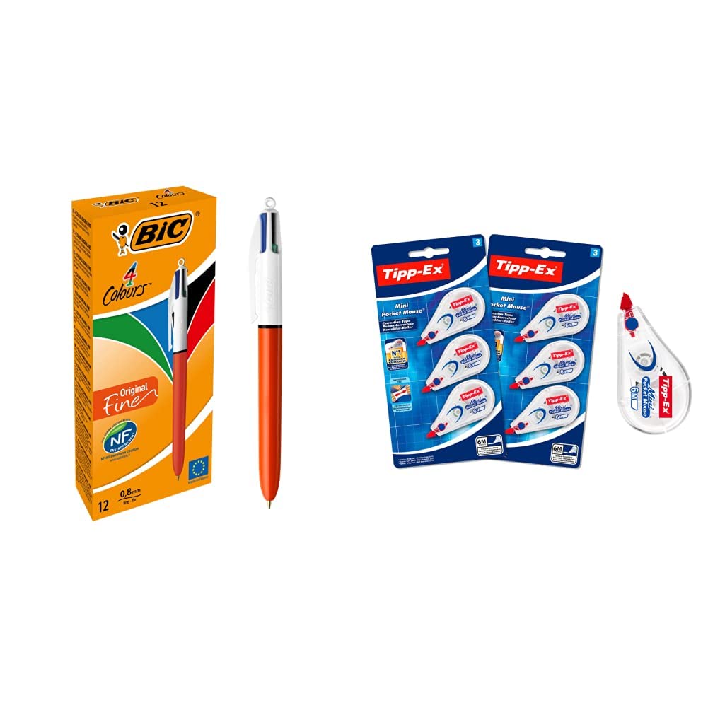 Stylo-Bille BIC 4 Couleurs Original Fine 0,8 mm Tipp-Ex Mini - 8