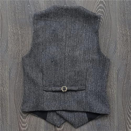 Mens Classic Henringbone Pattern Suit Vest Double-breasted Slim Fit Waistcoat for Wedding Groomsmen2