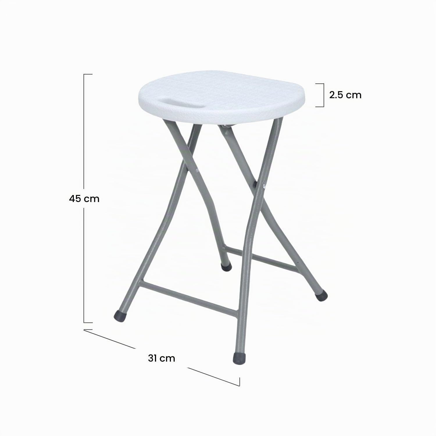 Pack 6 Taburetes Plegables de Resina y Acero 31x45cm Blancos 7house
