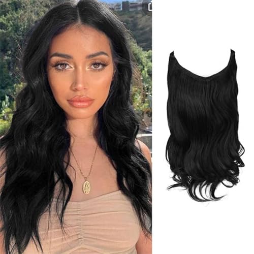 BARSDAR Curly Haloo Haarverlängerungen 14 Zoll Synthetisches Haarteil Unsichtbare Haarverlängerungen aus Draht mit sicheren Clips Einstellbare Größe Einfach zu verwenden Natürliches Aussehen Cover