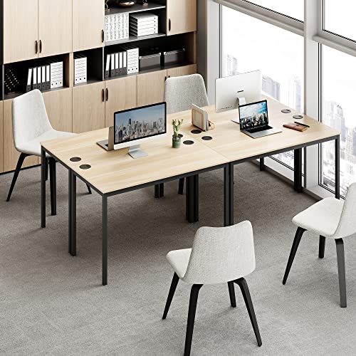 Designa 47 Inch Walnut Home Office Computer Desk, Modern Simple Sturdy Work Study Writing Pc Gaming Table For Large Spaces Adult Teens Kids Bedroom Kitchen Dinning Room Corner With Black Metal Frame #TOP1