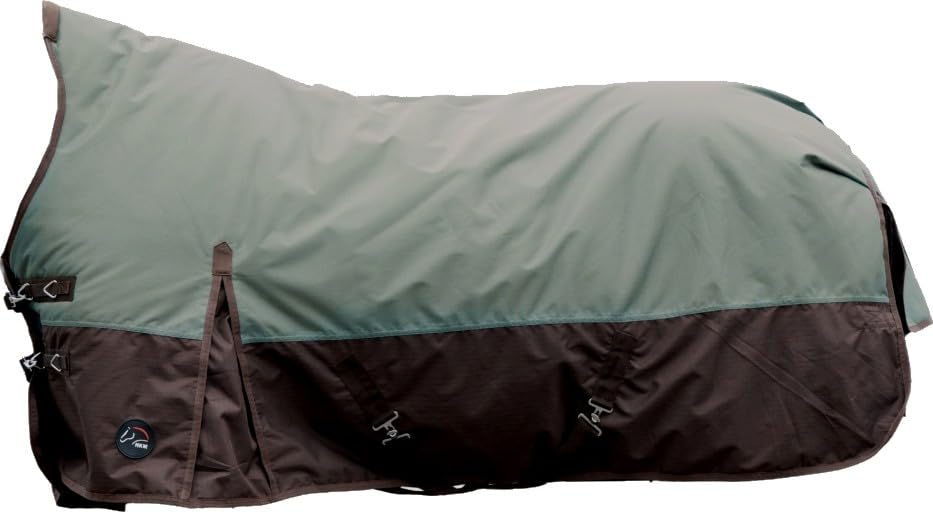 HKM Highneck Weidedecke Norwich 600D Regendecke mit Fleece (Olive/braun, 135)